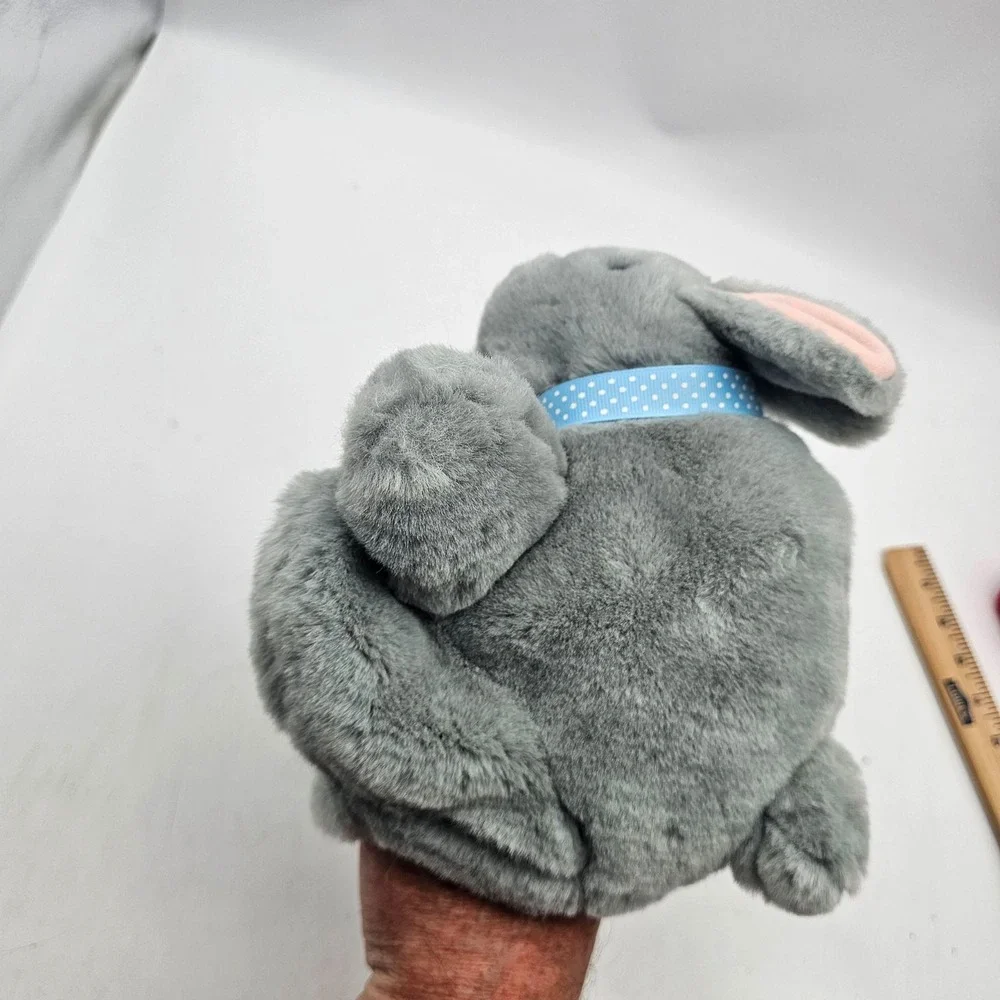 Bunny Rabbit Hand Puppet Plush Stuffed Toy Small Gray Easter Soft Cute Washable